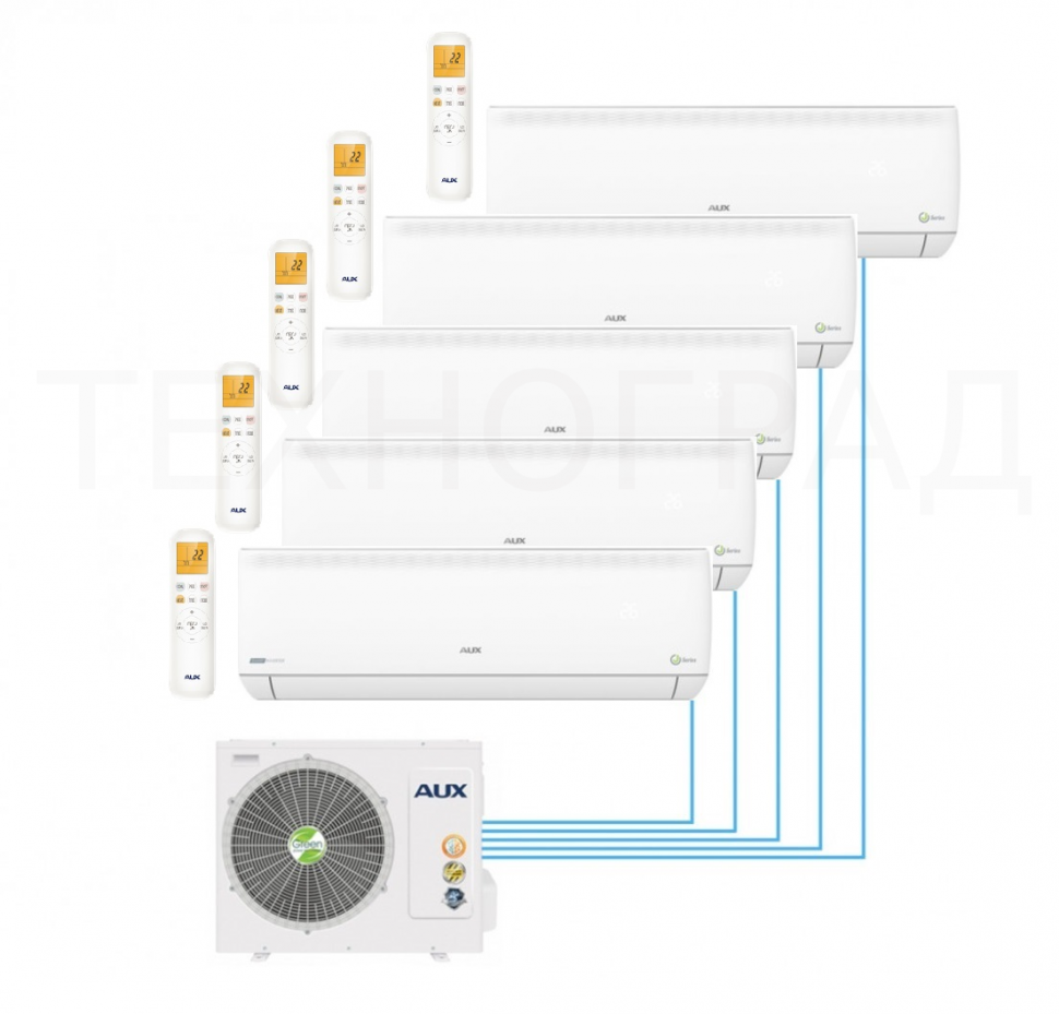 Мультисплит-система AUX AM5-H42 + AMWM-H09 х 2шт + AMWM-H12 х 3шт